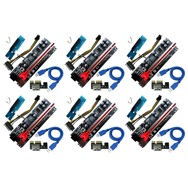 

VER009S PLUS PCI-E Riser 1X to 16X Riser Card Graphics Card Extension Adapter Card 4-Pin PCI-E to SATA Power Cable