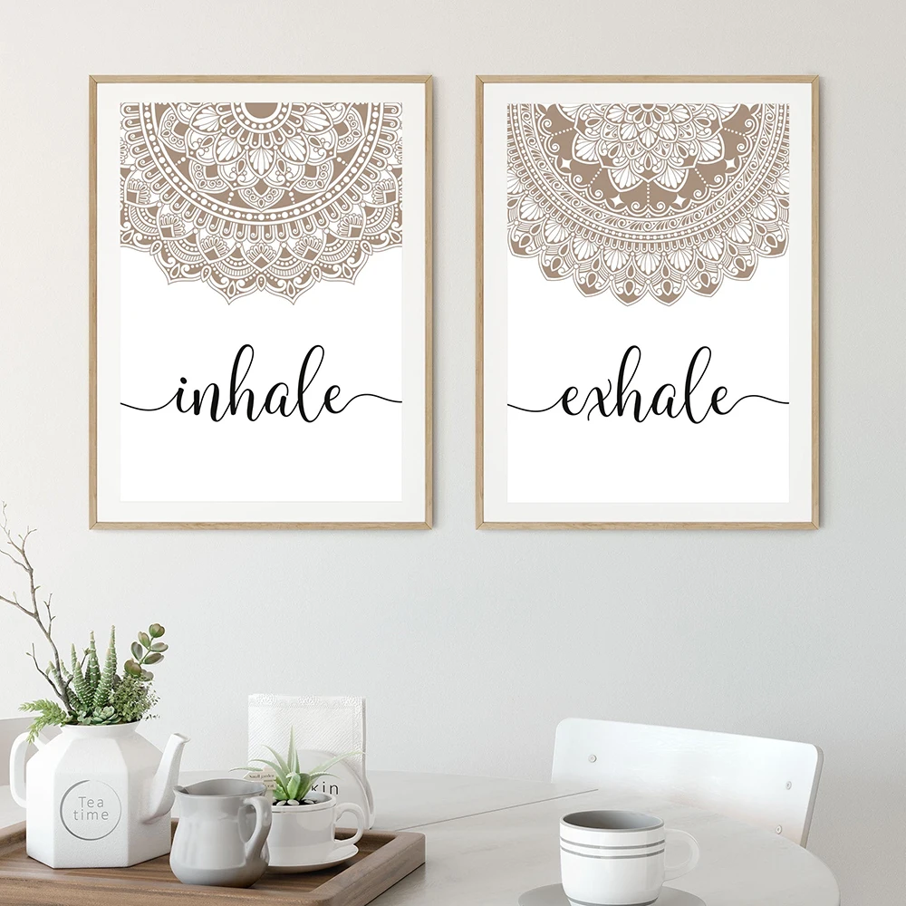 

Bohemian Exhale Inhale Mandala Zen Wall Art Posters and Prints Picture Canvas Painting Yoga Living Room Home Decor