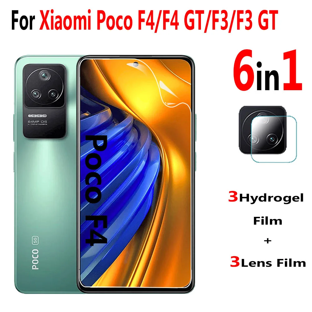 

HD Camera Protector+Hydrogel Film For Xiaomi Poco F4 Screen Protector Poco F4 GT F3 Original Protection Soft Glass Cover Film For Poco F-4 F-3 GT Phone Accessories Protective Hydrogel Film