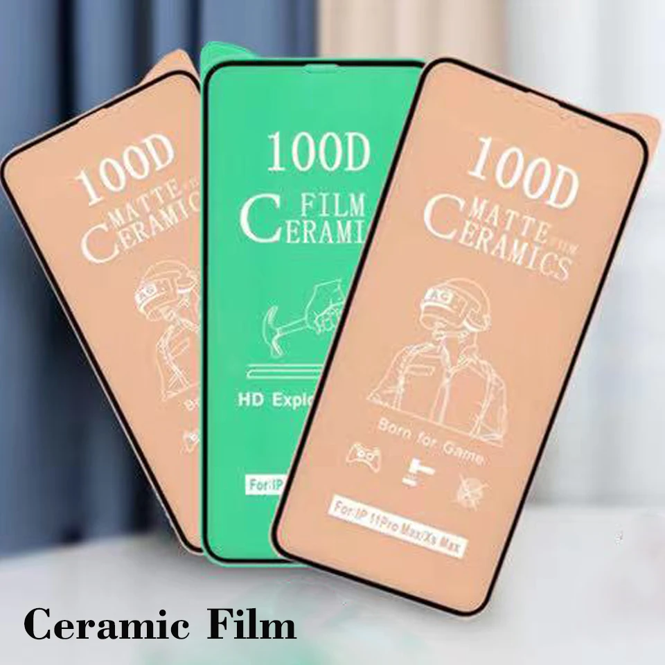 50Pcs Ceramic Protective Film For iPhone 13 12 11 Pro XR XS Max X 8 7 6 6S Plus SE 2020 Soft Glass Matte Screen Protector 100D