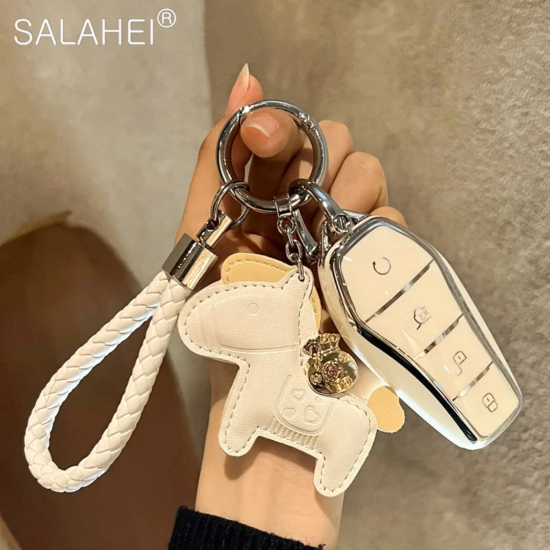 

1 шт., автомобильный серебристый чехол для ключей из ТПУ, чехол с милым кулоном пони, брелок для ключей для BYD Qin Song G6 G5 S7 Tang DM 2018 Sirui, автомобильн...