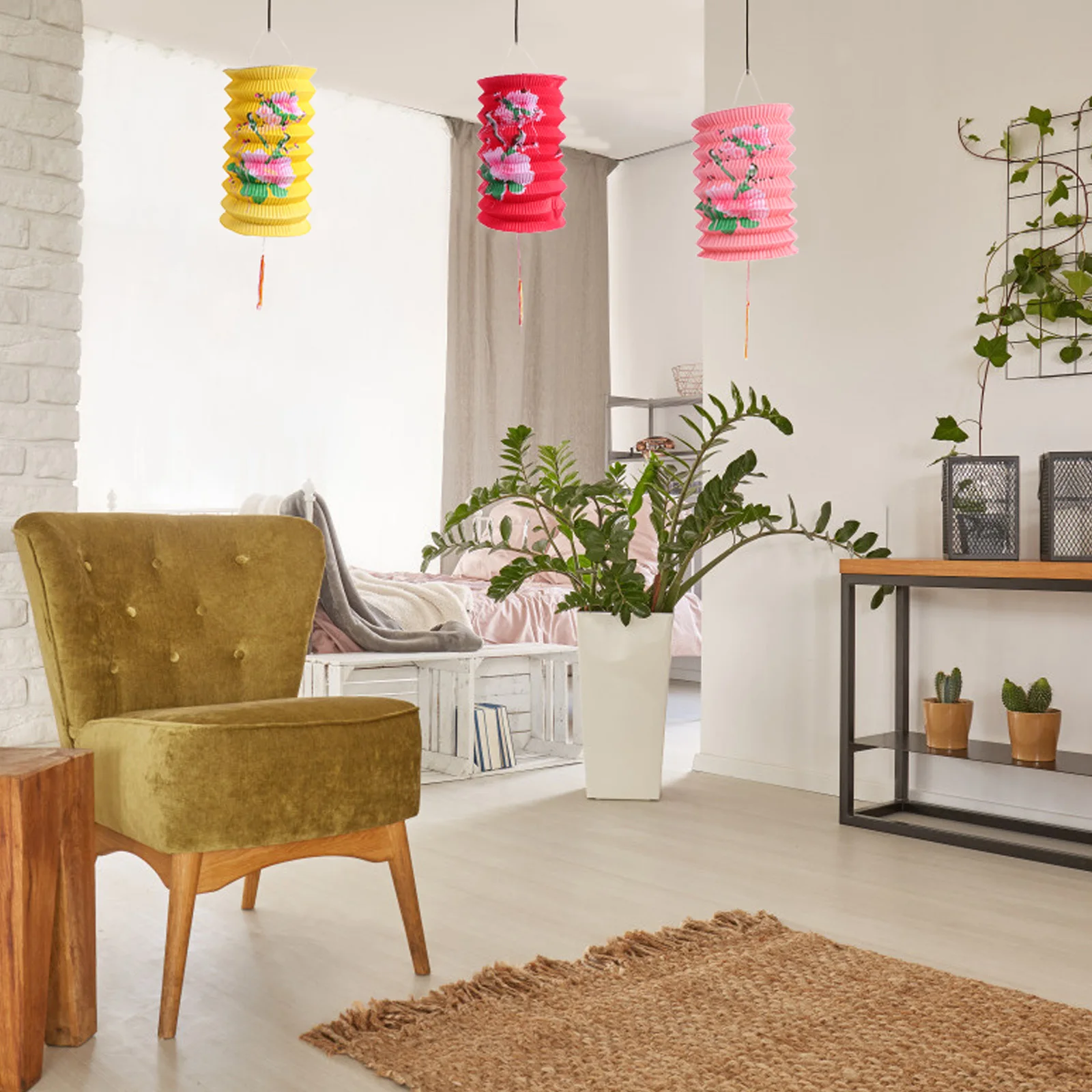 

12 шт., бумажные фонарики в китайском стиле