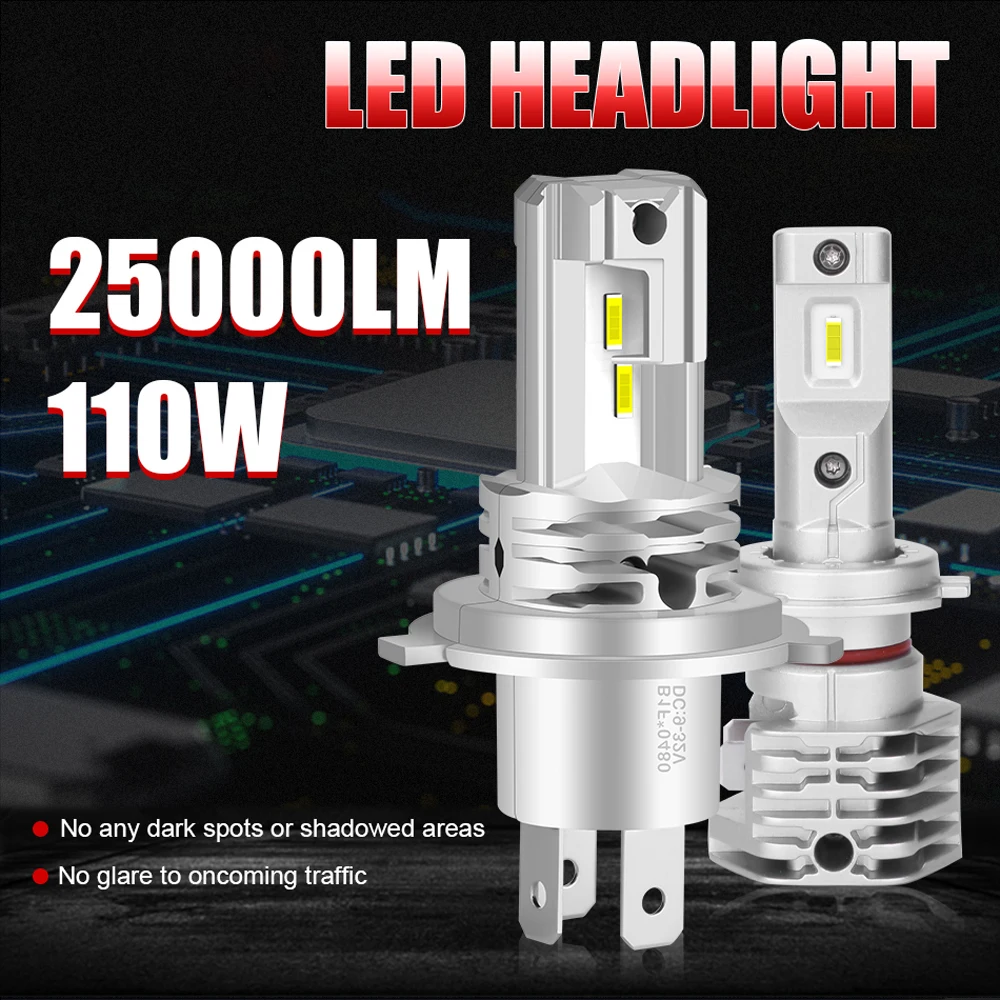 110 лм 9005 Вт H7 светодиодная CAN-шина CSP H4 H11 H8 H9 9006 HB3 6000 HB4 безвентиляторная дальний и ближний свет K автомобильная светодиодная лампа автомобильные лампы