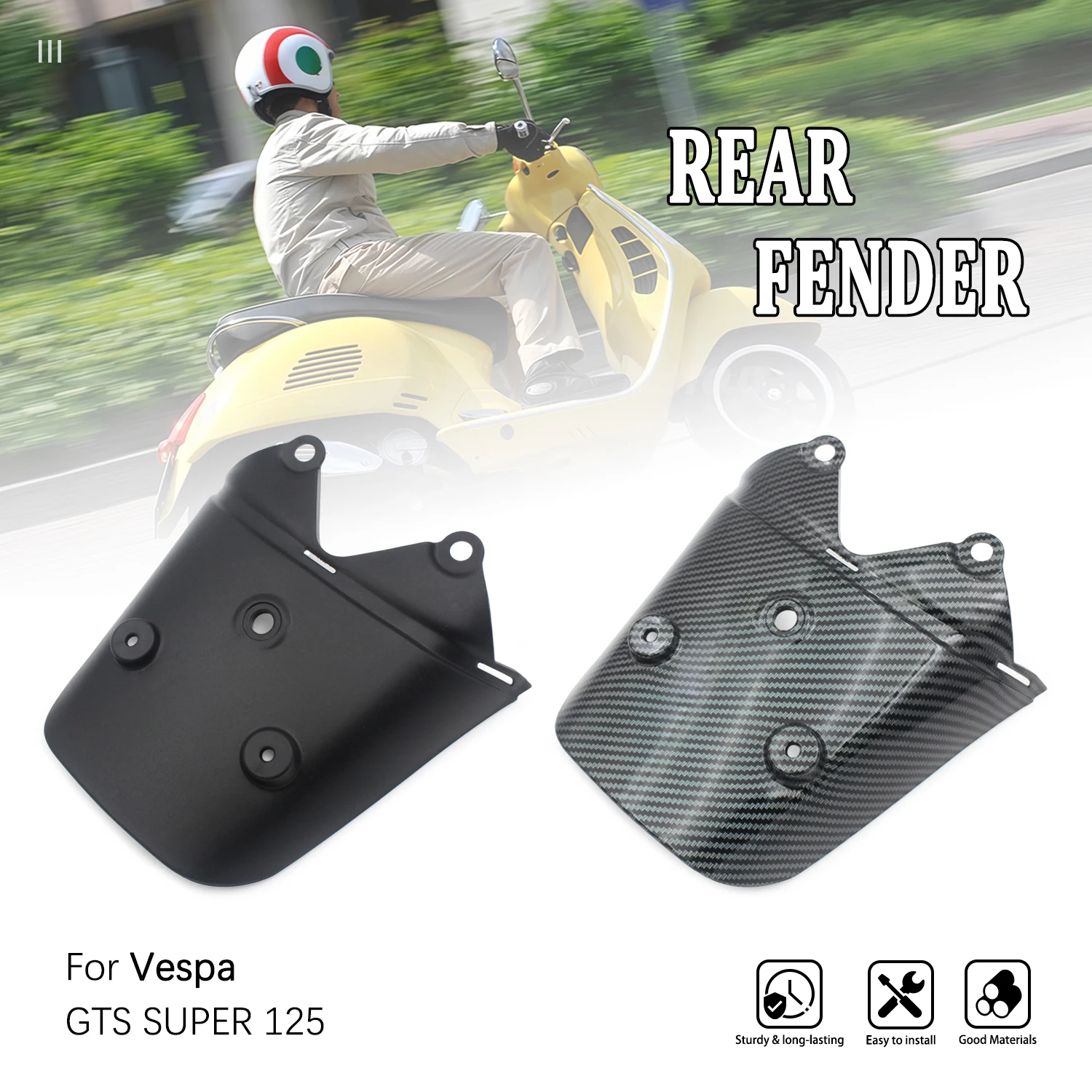 Фото Удлинитель заднего крыла для мотоциклов PIAGGIO VESPA GTS 125 150 300 SUPER 4V IGET SPORT IE 2014-2018, защита от брызг, мотоаксессуар №1