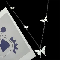 high quality personality gold butterfly pendant necklace for men women fashion stainless steel silver necklace christmas present