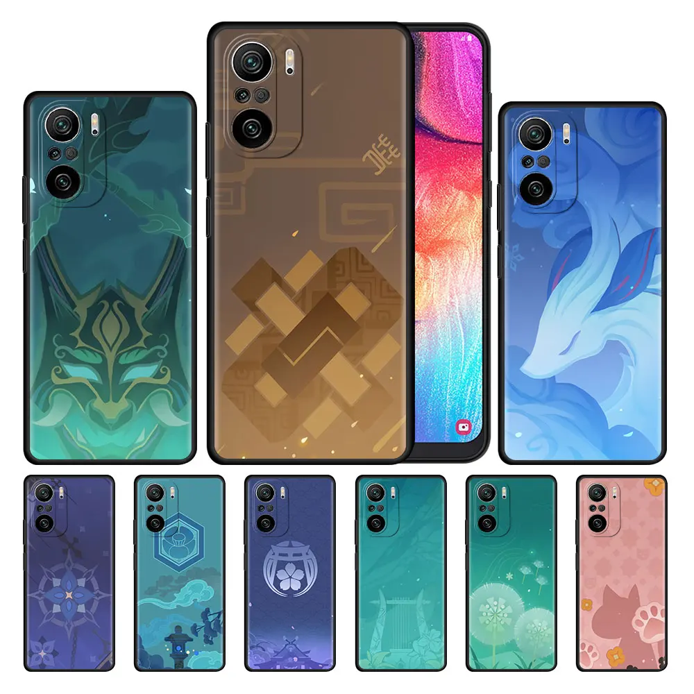 

Genshin Impact Anime Logo Case for Xiaomi Redmi 9S 9 8 10 11 Pro K40 9C 9A 8T 7 9T 7A 8A Black Soft Silicone Phone Cover Shell