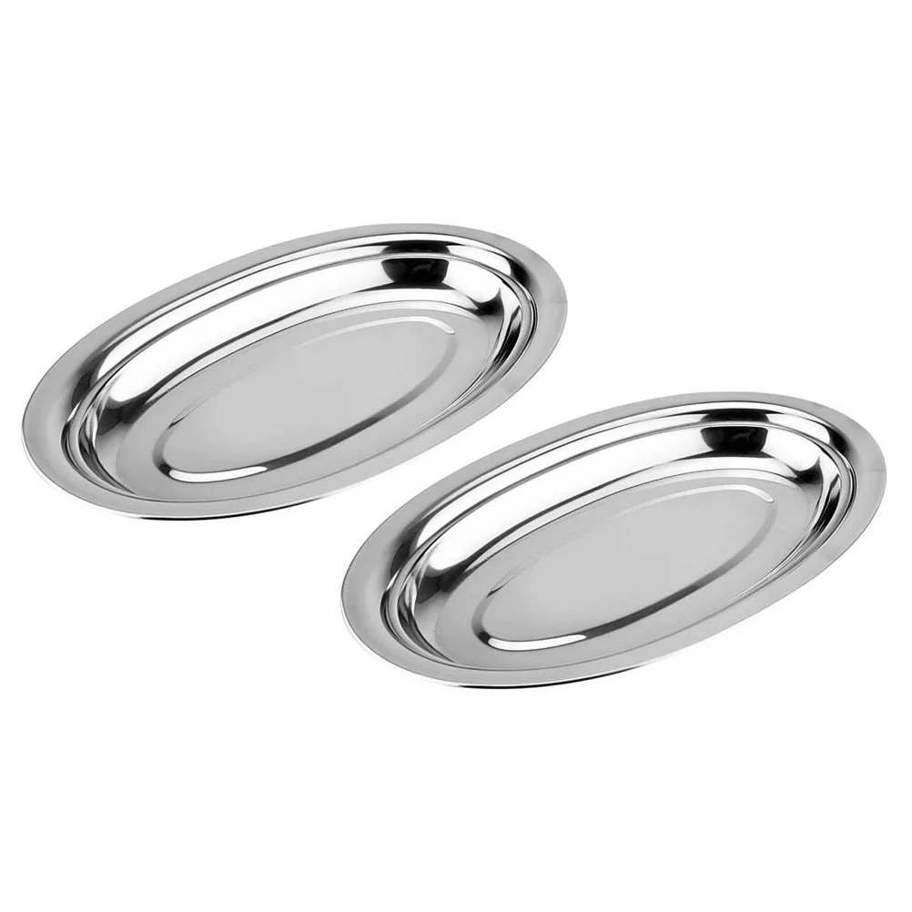 

Serving Ovaldish Platters Plateplatestray Stainless Steel Trays Entertaining Platter Dinner Snack Steak Party Vegetable Baking