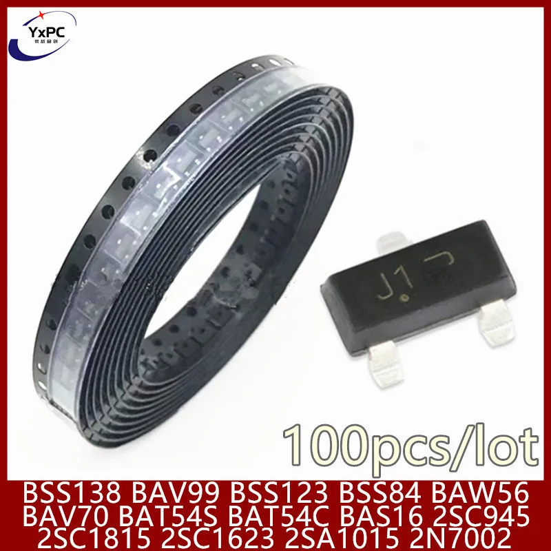 

100PCS BSS138LT1G BSS138 SOT SOT-23 2SC1623 2SA1015 2SC945 2SC1815 2N7002 BSS123 BSS84 BAW56 BAV99 BAV70 BAT54S BAT54C BAS16