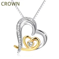 crown love necklace artificial diamond jewellery womens accessories ornament fashionable delicate chains girl gift