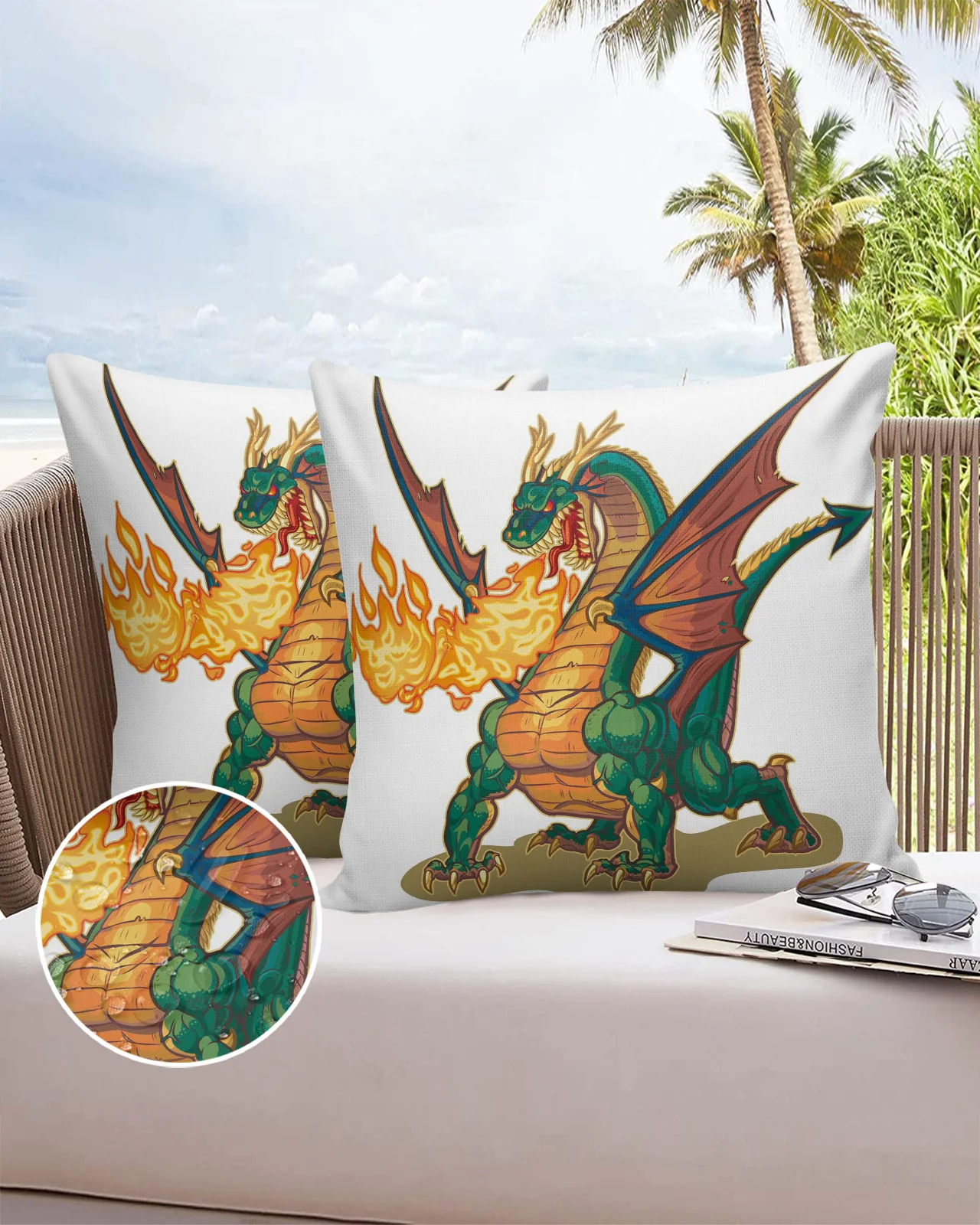 

Dragon Fire Breathing Wings Horns Sofa Double-sided Printing Pillow Covers 30 X 50cm Waterproof Square Pillowcase for Bedroom