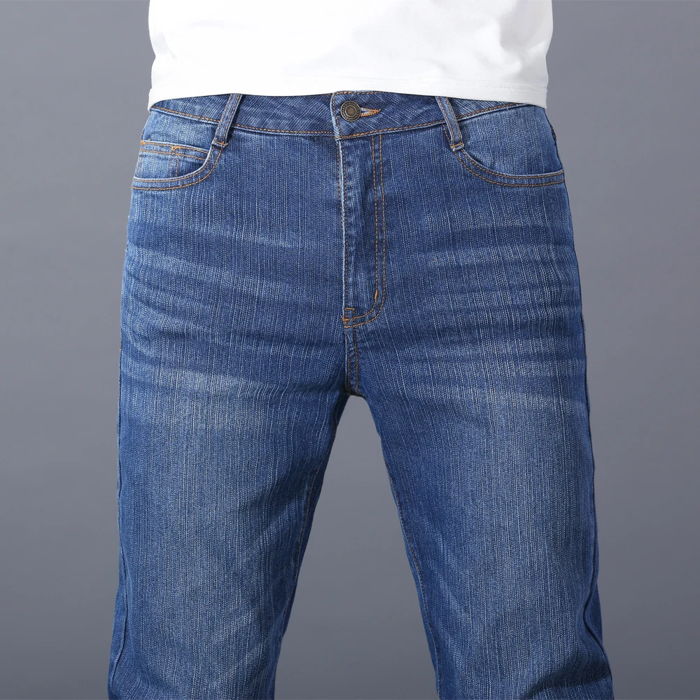 Thoshine Brand Spring Fall Men Denim Jeans Straight Fit Superior Quality Fashion Denim Pants Stretch Cowboy Trousers