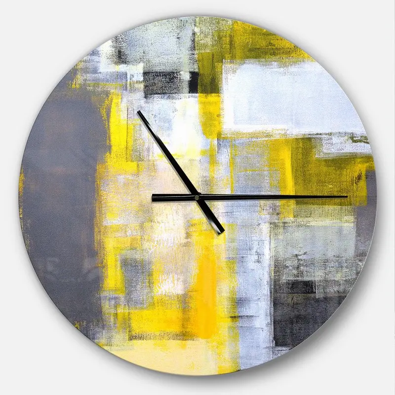 

'Grey and Yellow Blur Abstract' Metal Wall Clock