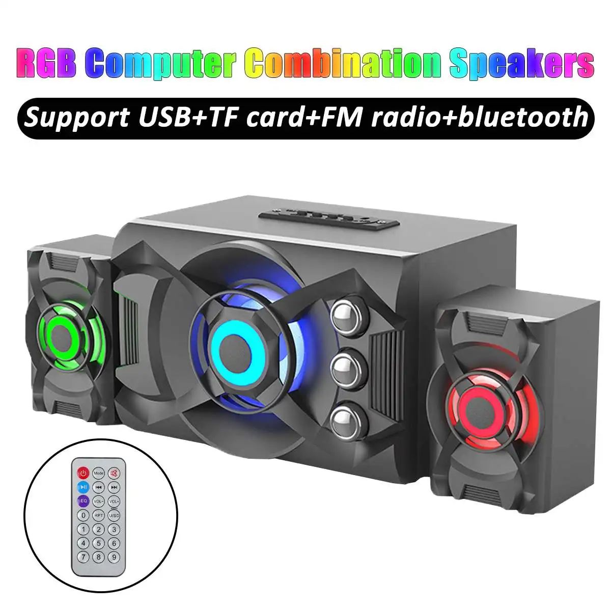 K-580U 3 in1 bluetooth RGB Computer Combination Speakers Multimedia Speaker Stereo Subwoofer  USB SD Card FM Radio for PC Laptop