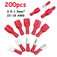 200100pcs 22 18 awg female male wire crimp spade lug terminals cold pressing insulated wire cable plug electrical connector red