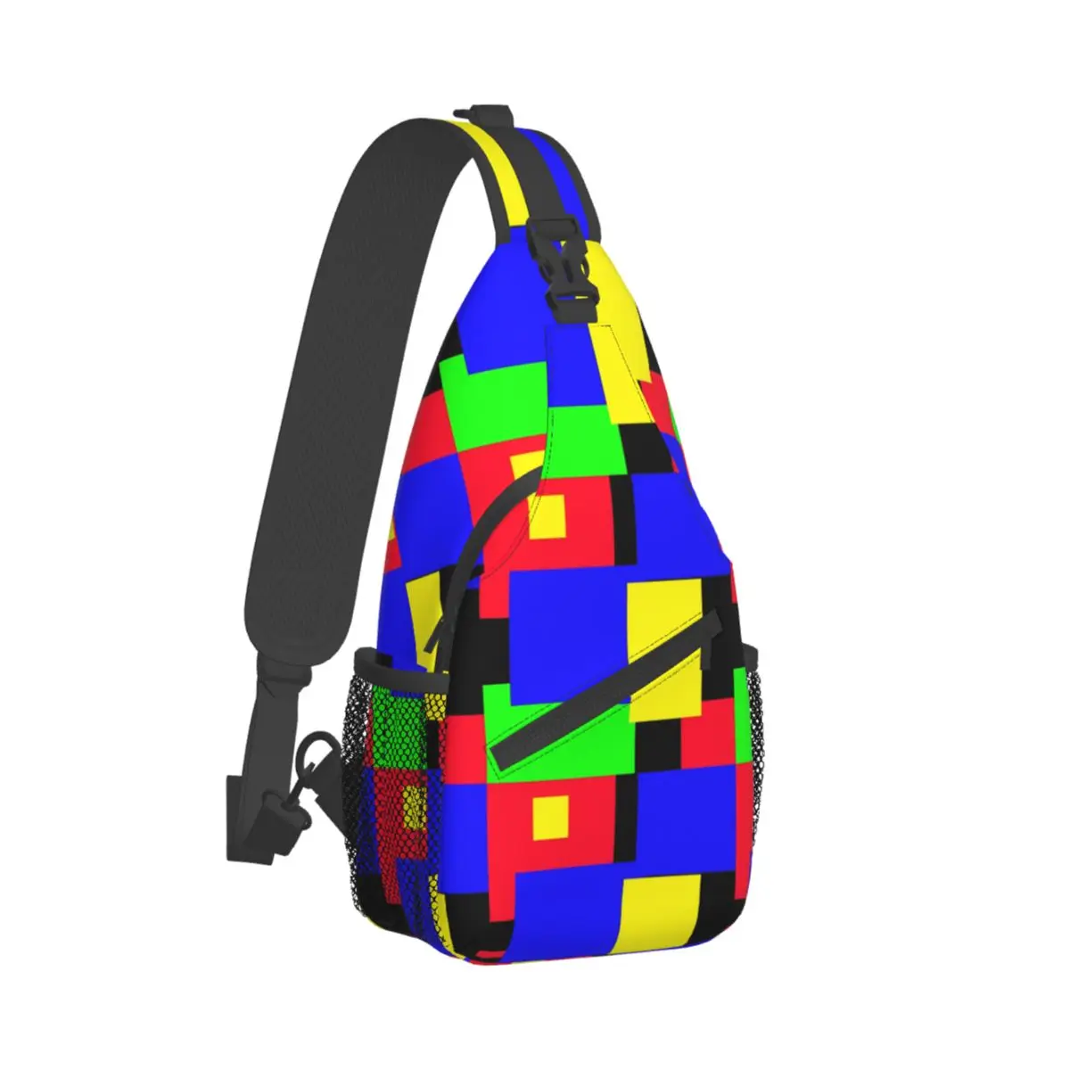 

Colorblock Shoulder Bags Geometric Print Fashion Chest Bag Men Travel Running Sling Bag Phone Graphic Crossbody Bags