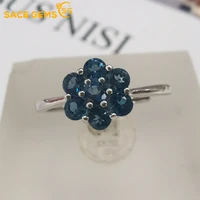 sacegems resizable 925 sterling silver sparkling london blue topaz created high carbon diamond wedding rings party fine jewelry
