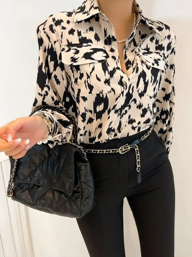 

Женские новые стильные весенние повседневные леопардовые блузки женская рубашка летний женский офисный топ сексуальный