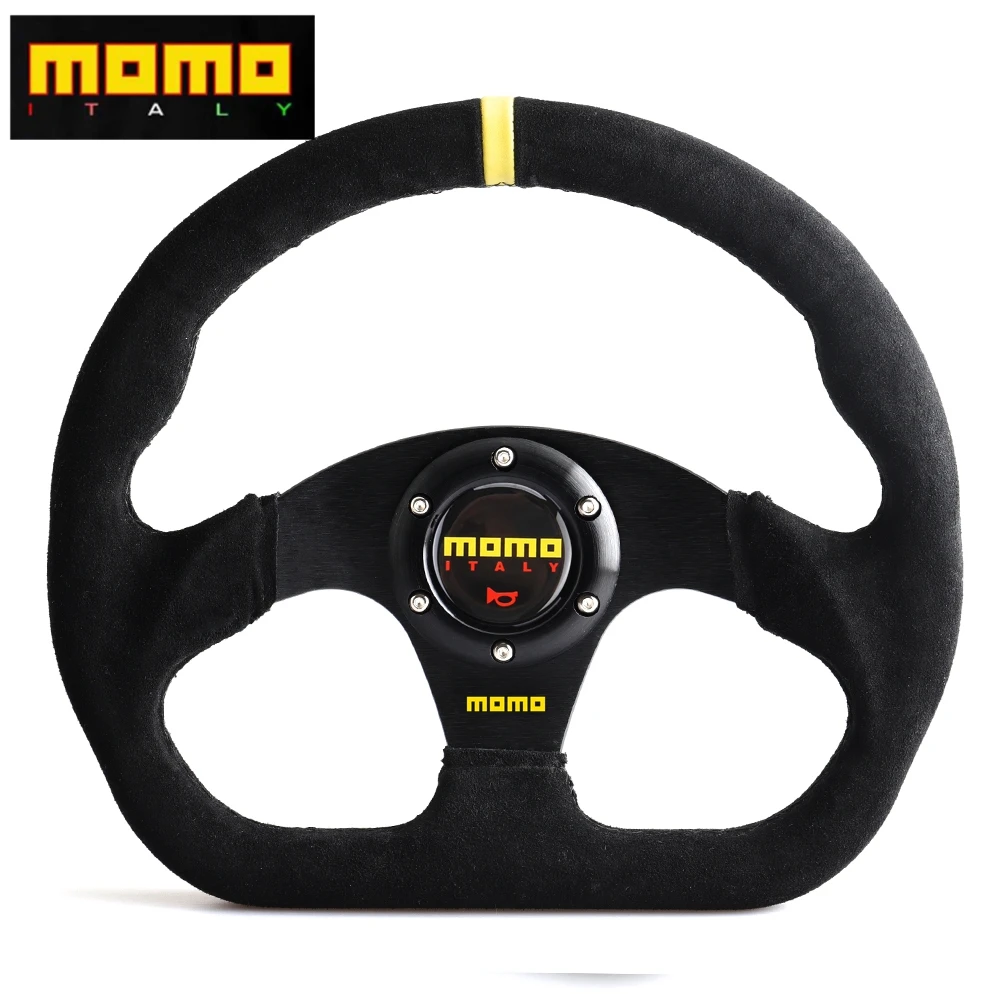 

Универсальное 13-дюймовое Рулевое Колесо MOMO Racing, раллийный автомобиль из замши и кожи, JDM рулевое колесо Volante для VW HONDA TOYOTA BMW Opel