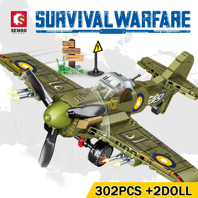 SEMBO BLOCK Military Fighter Bombing Airplane Building Blocks Airforce Jet World War Army Soldier Toys DIY Bricks Gifts 302PCS