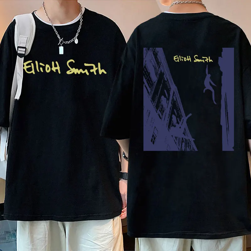 

Elliott Smith Album Double Sided Print T Shirt Men Women Rock Vintage Loose Tees The Cure Tshirt Unisex The Smiths Short Sleeve