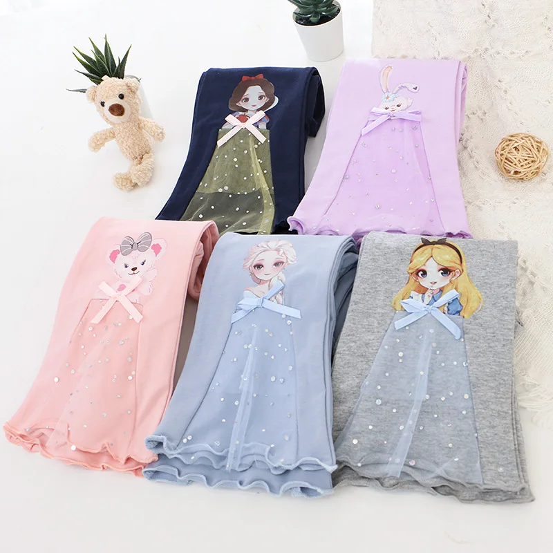 2023 Spring Summer Pants for Kids Girl Child Leggings Cartoon Elsa Flared Pants Cotton Elastic Girls Trousers From 2 to 8 Years enlarge