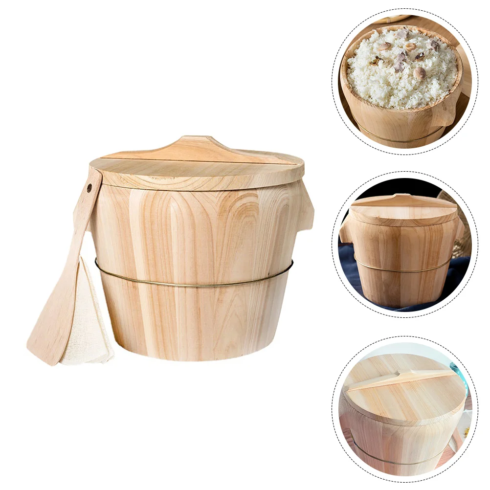 

Rice Sushi Tub Wooden Bucket Bowl Steamer Mixing Wood Steamedserving Holder Japanese Hangiri Storage Oke Containernaturalmix