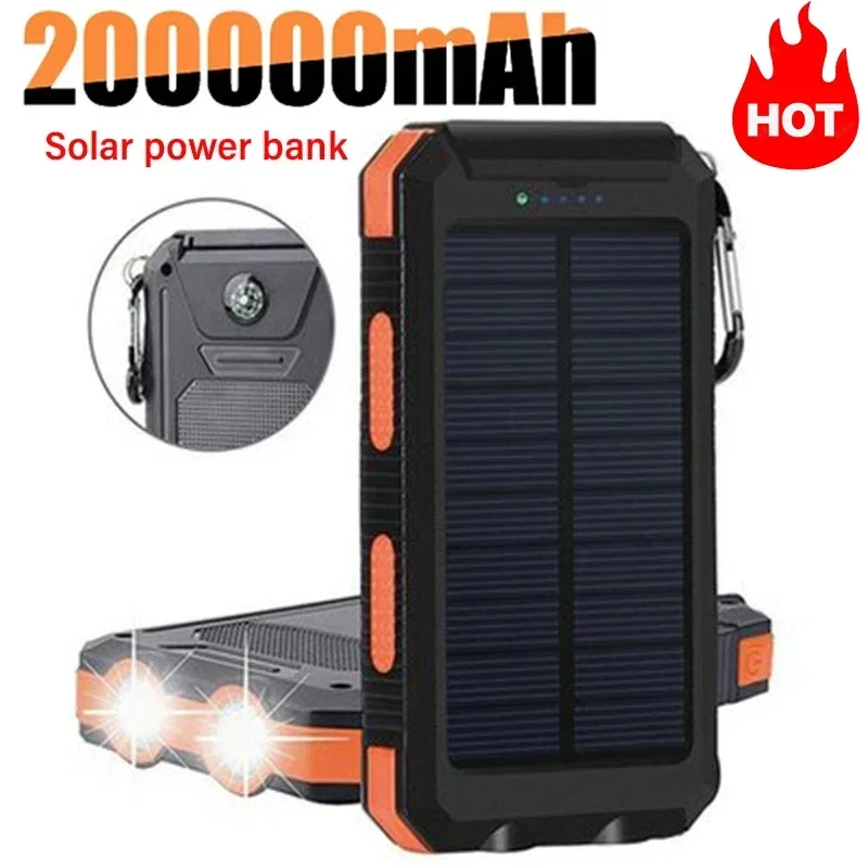 Новое наружное зарядное устройство Solar Power Bank 200000 Портативный внешний