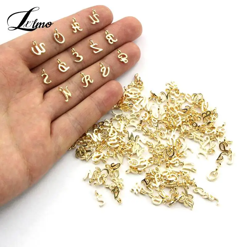 

26pcs/Set A-Z Letters Pendant DIY Jewelry Accessories Zinc Alloy Alphabet Charms For Necklace Keyring Bracelet Making Gold Color