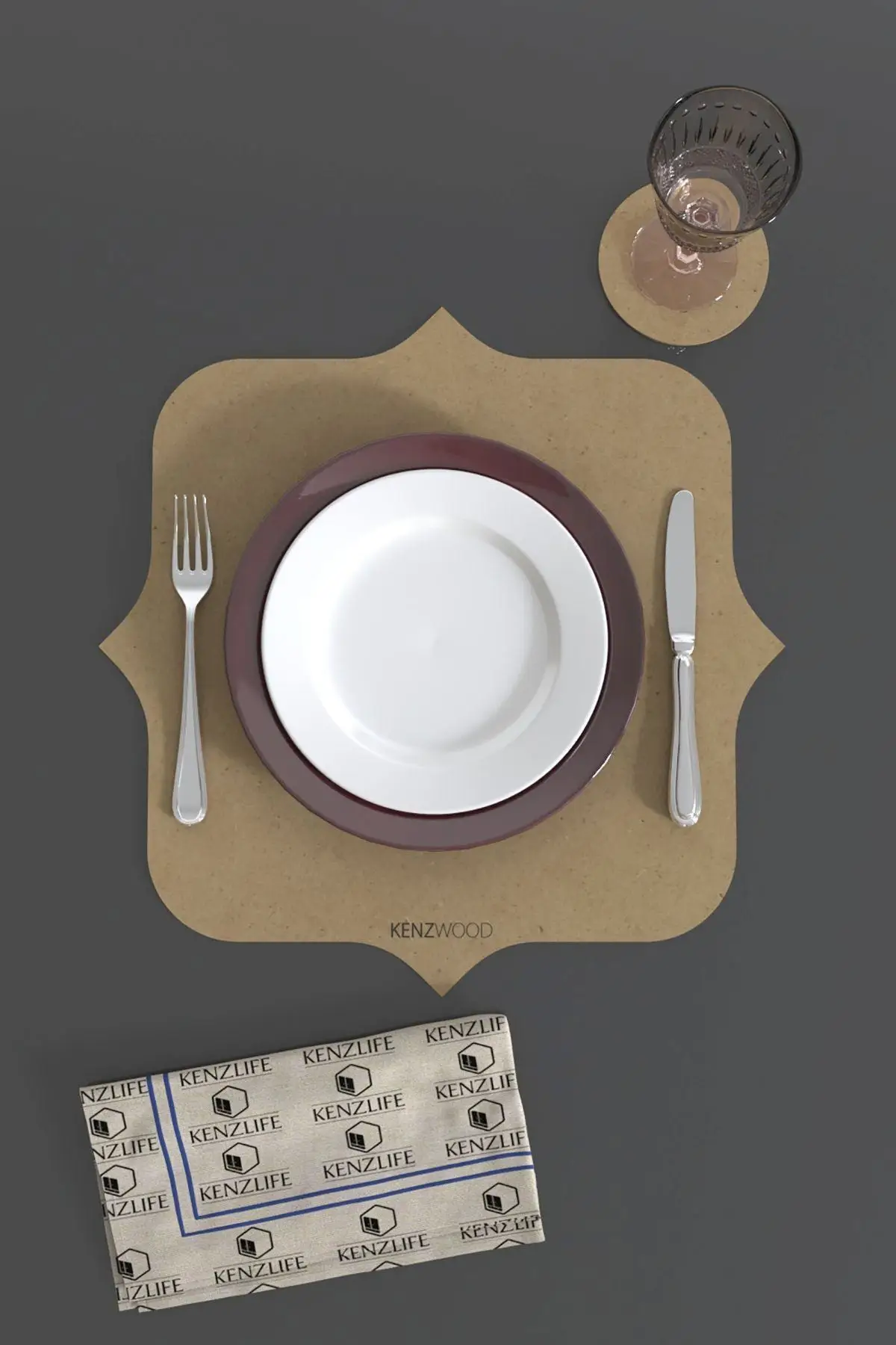 

8pcs/set Solid Design Placemats With Coaster Non Slip Table Mats Kitchen Wood Mdf Accessories Home Pad Coaster Dining Table