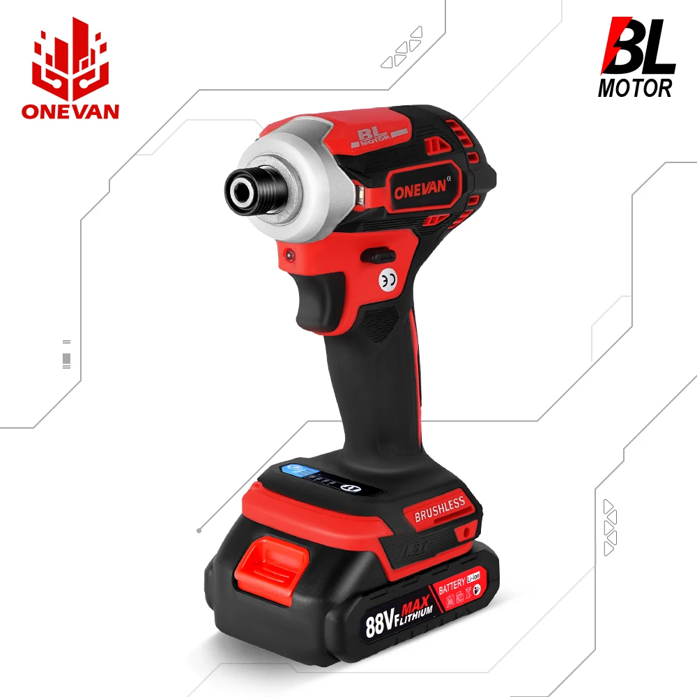 

ONEVAN 588NM Cordless Electric Impact Brushless Wrench 5 Speed Screwdriver Power Tool 1/4" with 3 LED Light for Makita Battery
