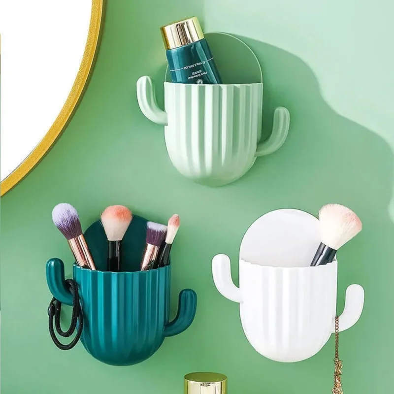 

Toothbrush Holder Household Wall Self-Adhesive Seamless Cactus Storage Rack Shaver Organizer Drain Shelf Bathroom Accessories