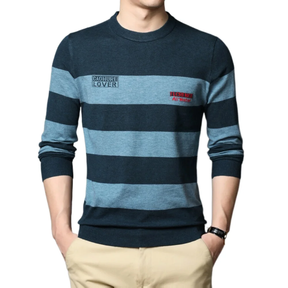 

2023 Mens New Casual Lapel Long Sleeve O-neck Shirts Breathable Wool Knit Business Polos Tops High Quality