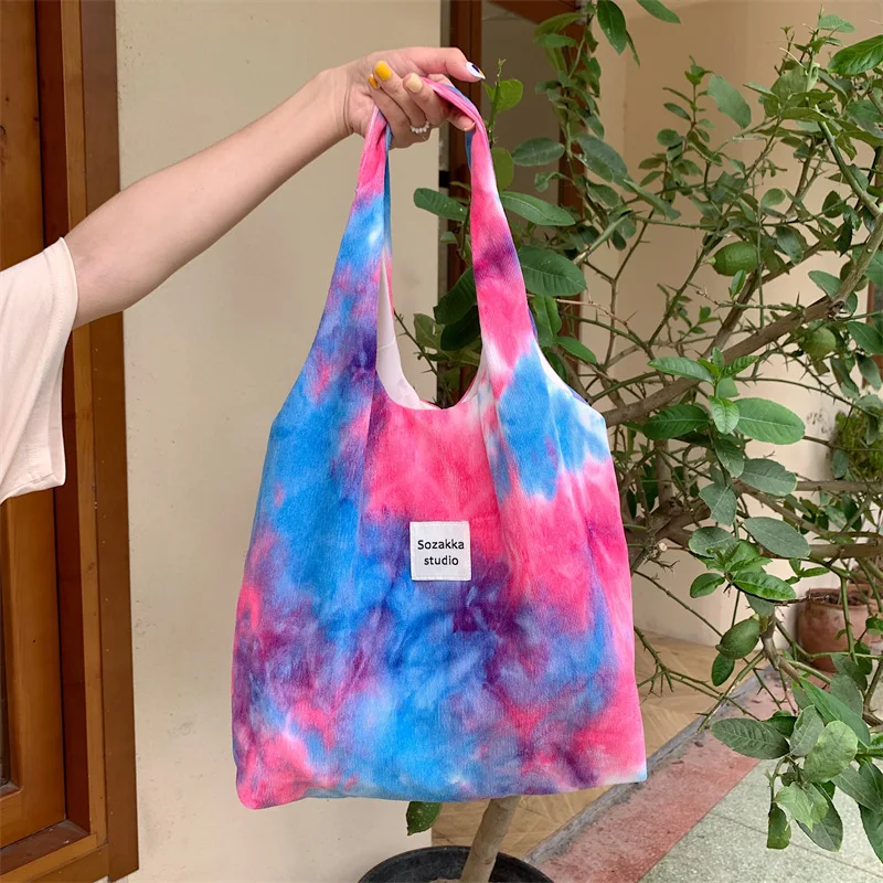 

Casual Gradual Colour Corduroy Shoulder Bag Korean Style Trendy Fashion Large Capacity Storage Bag Casual Shopping Bag All-match