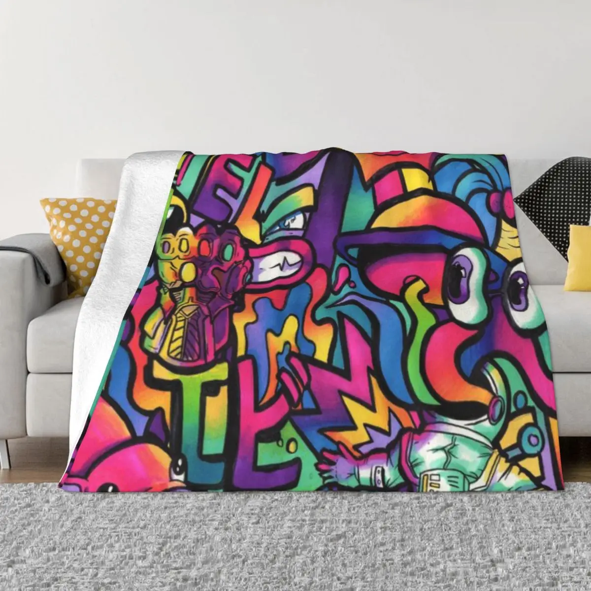 Сверхмягкое Флисовое одеяло каракули маркер C H A M E L O N