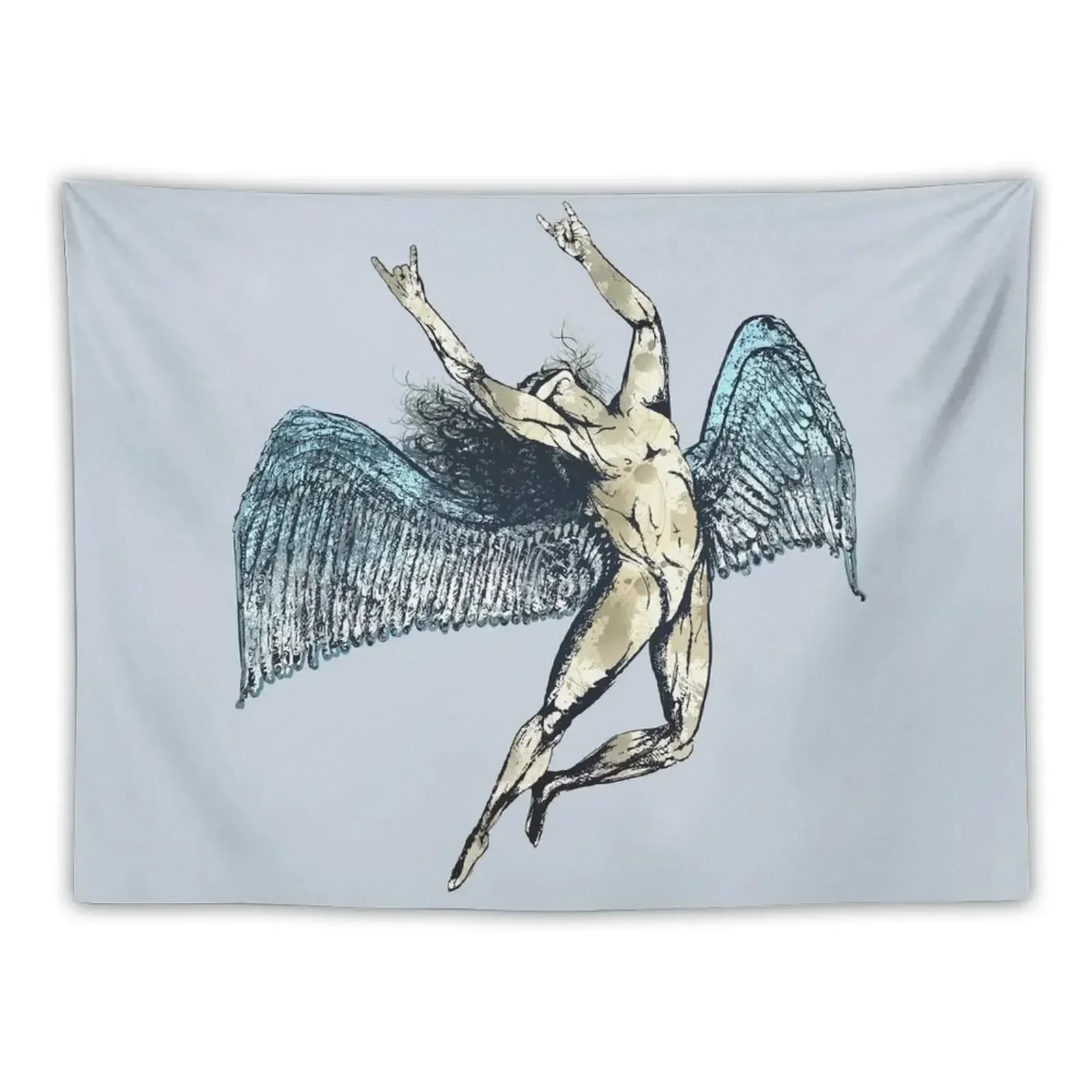 ICARUS THROWS THE HORNS - супер синий гранж НОВЫЙ гобелен Домашние украшения Эстетический