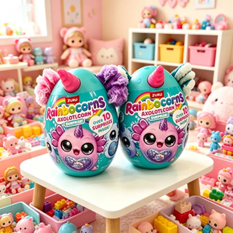 Фото ZURU Rainbocorns Axolotlcorn Surprise Magic Egg: Коллекционная мягкая игрушка-единорог в закрытой коробке, милый декор, сладкий подарок на день рождения №1