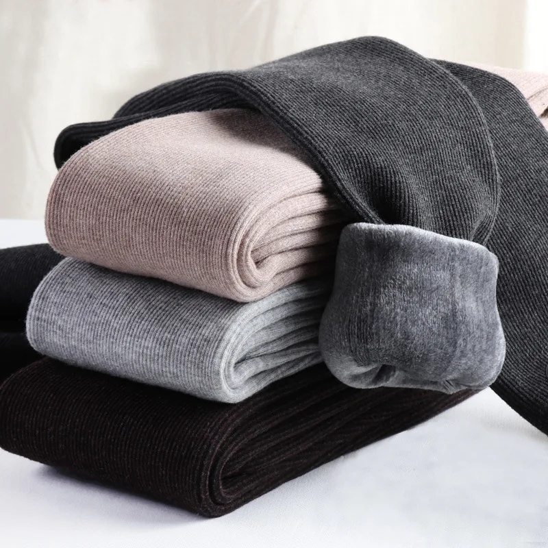 Women's Cold Winter Padded Padded Leggings Women's Thermal Trousers Cotton Vertical Stripe Unlinked Silk Leggings