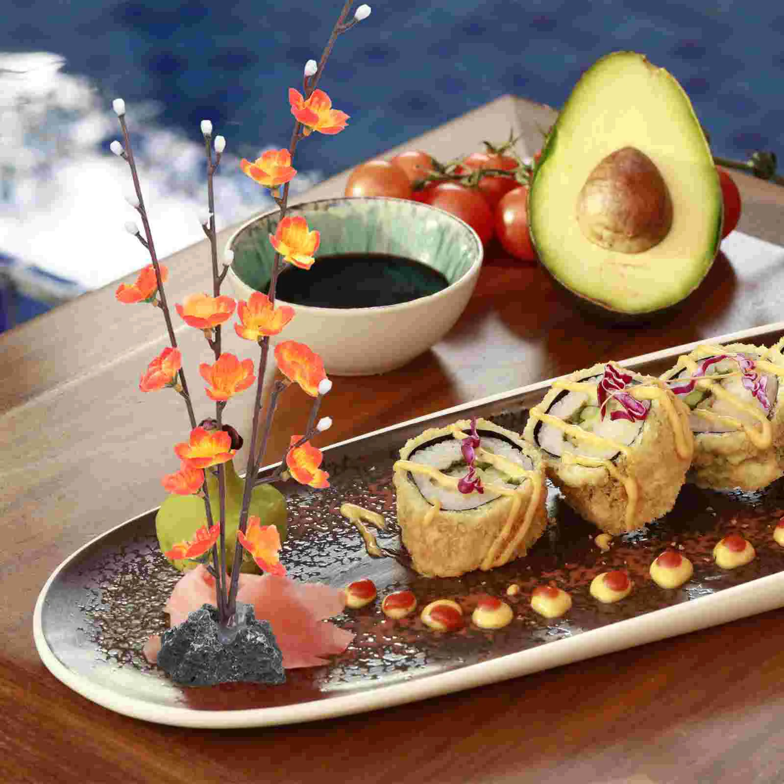 

4 Pcs Decoration Fish Decorations Tank Ice Food Tray Sushi Plate Dish Plastic Flower Ornament Restaurant
