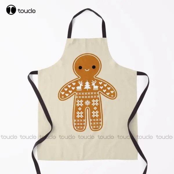 

Sweater Pattern Gingerbread Cookie Apron Canvas Apron For Women Men Unisex Adult Garden Kitchen Household Cleaning Custom Apron