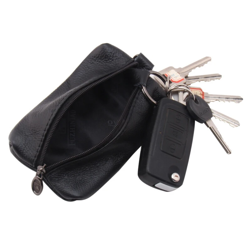 

Genuine Leather Man Key Wallets Short Women Men Key Holders Keys Organizer Zipper Car Key Chain Wallet Keychain Housekeeper