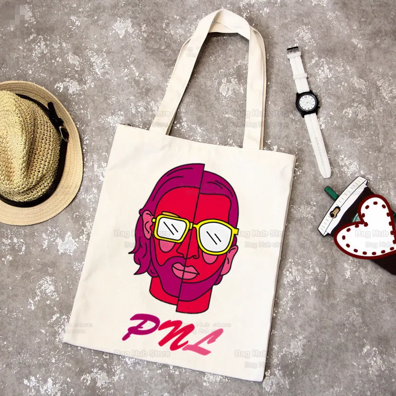 

Le Monde Chico Album PNL Rapper Canvas Tote Bag Eco Shopping Bag Large Capacity Shoulder Bag Women Foldable Beach Shopper Bag