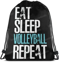 eat sleep volleyball repeat drawstring pack beam mouth yoga sackpack shoulder bags for menwomen