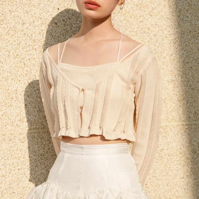 Японские комплекты грибов расклешенный кардиган с v-образным вырезом и длинными