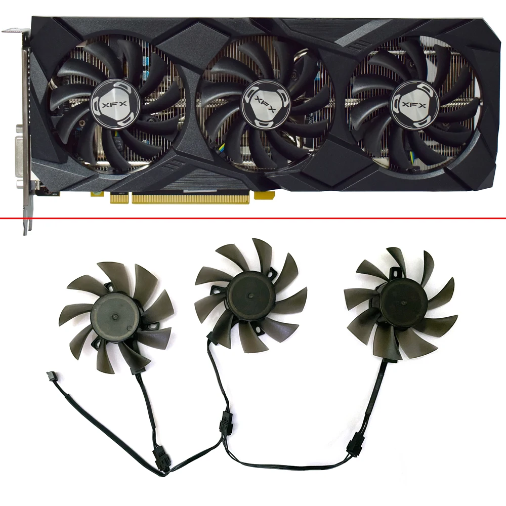 

Cooling Fan 3pcs 75mm Double Ball FD7010H12S 4PIN RX-590G85AD GPU FAN For XFX RX 590GME 8G Graphics Card Fan Replacement