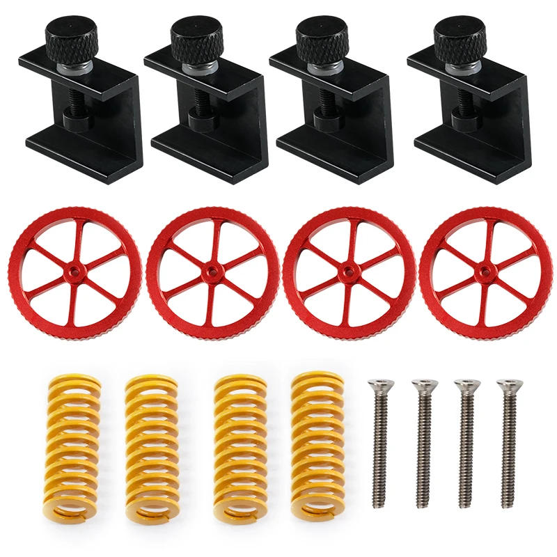 

4PCS Aluminum Adjustable clip M4 Screws Nuts Heat Bed Leveling Spring 3D Printers Print Platform Calibration Accessories