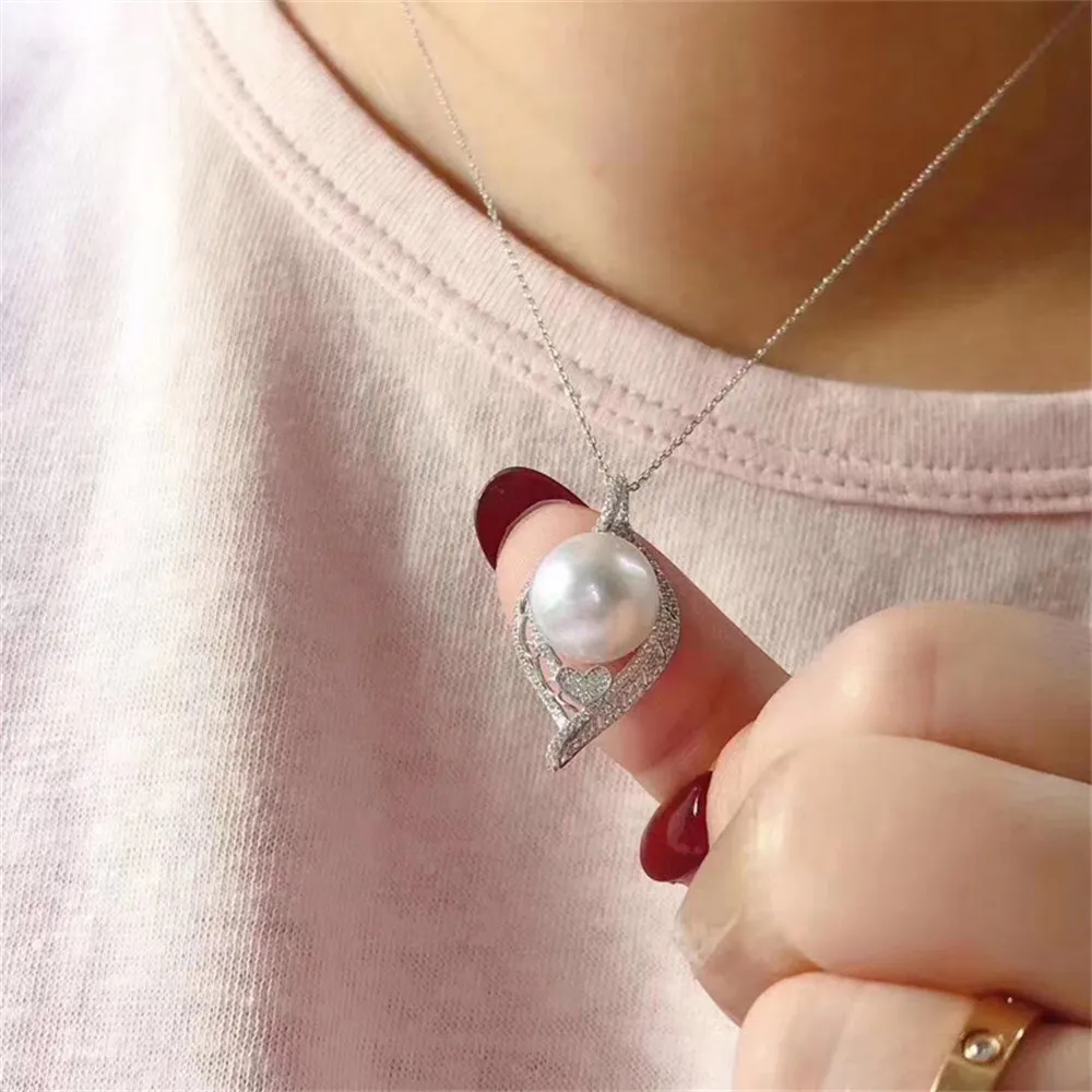 

DIY Pearl Accessories S925 Sterling Silver Pearl Pendant Empty Holder Fashion Necklace Pendant for Women with 10-12mm Beads