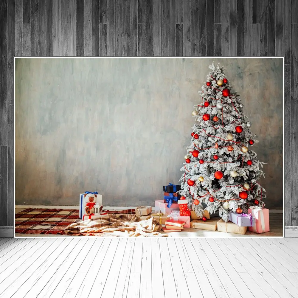 

Рождественская елка подарочная коробка одеяло комната интерьер фотографии фоны на заказ детская вечеринка украшение фотобудка фоны