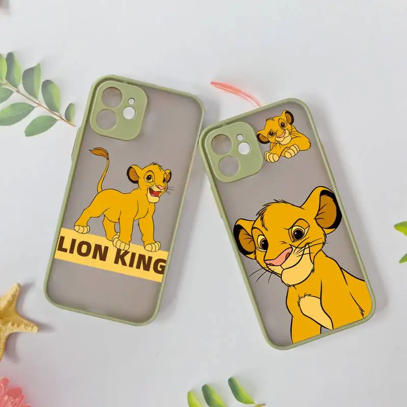 

Simba Lion King Phone Case For iphone 14 Plus 13 12 11 Pro Mini Max X XS XR Matte Transparent Light Army Green Cover