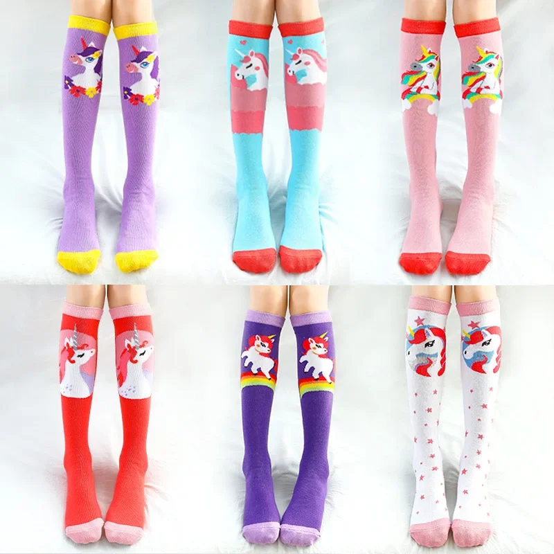 

Children Spring and Autumn Over Knee Mid Tube Socks Girls' Cartoon Long Tube Socks Unicorn High Tube Socks Children Gift
