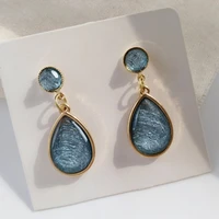 fashion french vintage simple water drop resin women drop earrings blue ocean temperament grace lady jewelry 2022